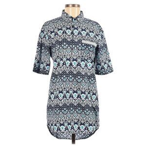 RHYTHM paisley floral print cover-up blue short sleeve shirt dress Size M NEW